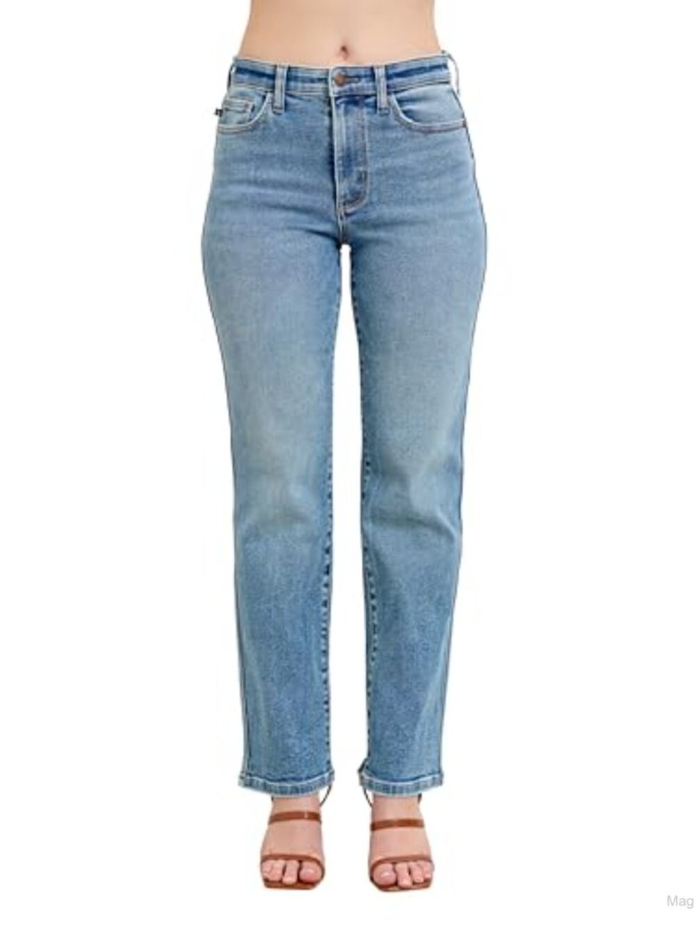 High Waisted Vintage Straight Jeans Cotton Blend Stretchable Denim